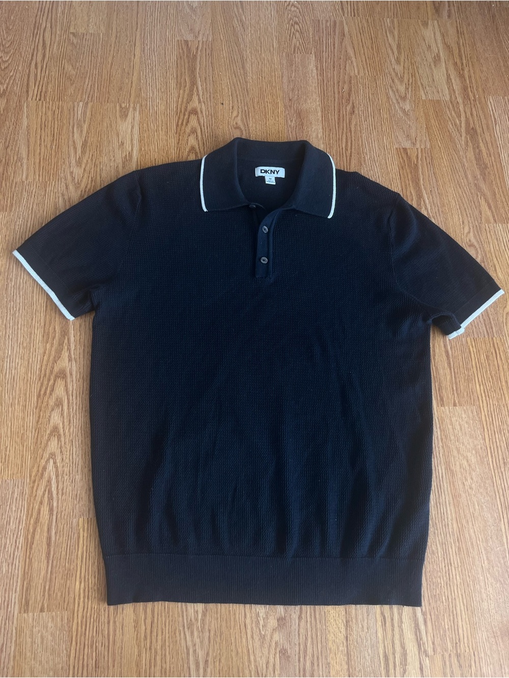 DKNY Black Polo with White Trim